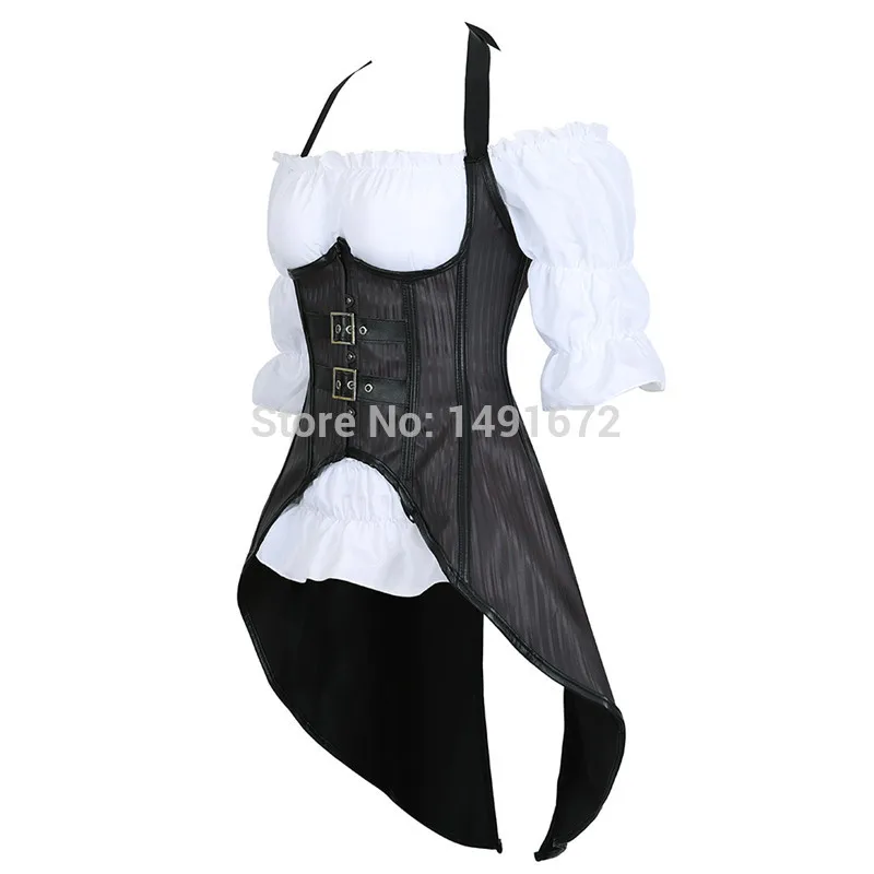 Steampunk Women Skirts Gothic Irregular Shirring Pleated Party Maxi Long Skirt High Low Costumes Punk Sexy Corset Plus Size Red