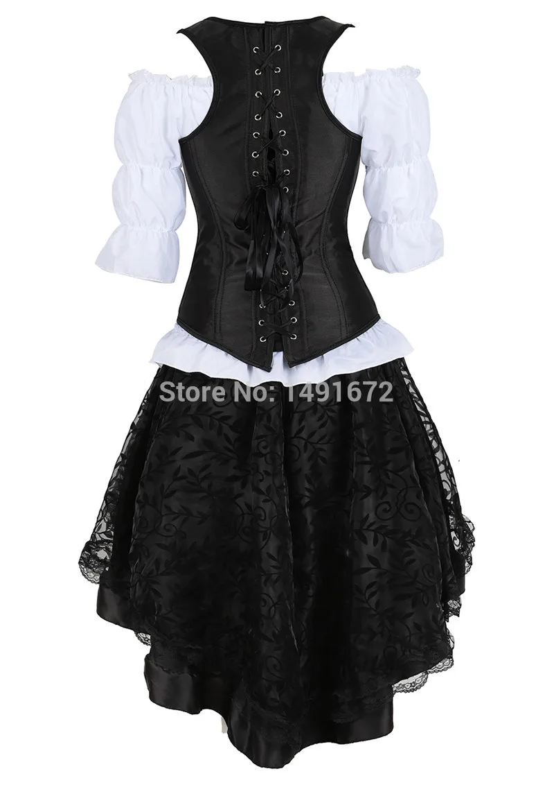 Steampunk Women Skirts Gothic Irregular Shirring Pleated Party Maxi Long Skirt High Low Costumes Punk Sexy Corset Plus Size Red
