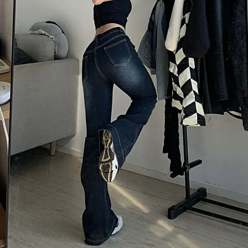 New Flare Jeans Women's Low Waist Trousers Vintage Aesthetic Denim Pants Streetwear Mom Casual Korean Fashion Y2k Jeans