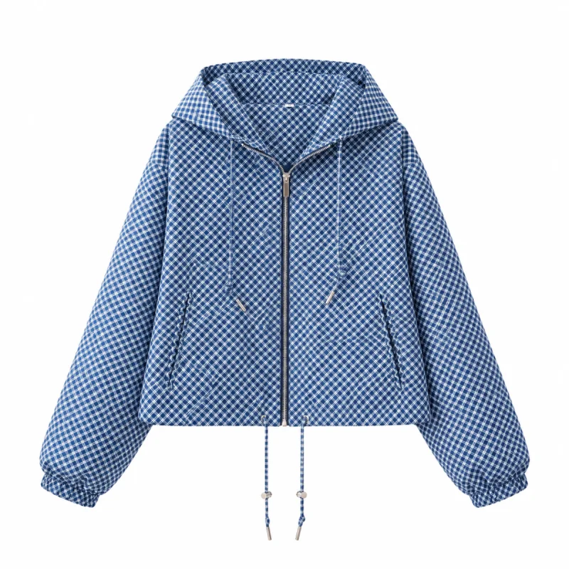 Jackets & Coats Women's Autumn 2026 New Plaid Hooded Fashion Loose Elegant Young Women Jacket Chic Autumn Holiday Street Jackets
