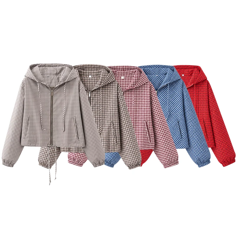 Jackets & Coats Women's Autumn 2026 New Plaid Hooded Fashion Loose Elegant Young Women Jacket Chic Autumn Holiday Street Jackets