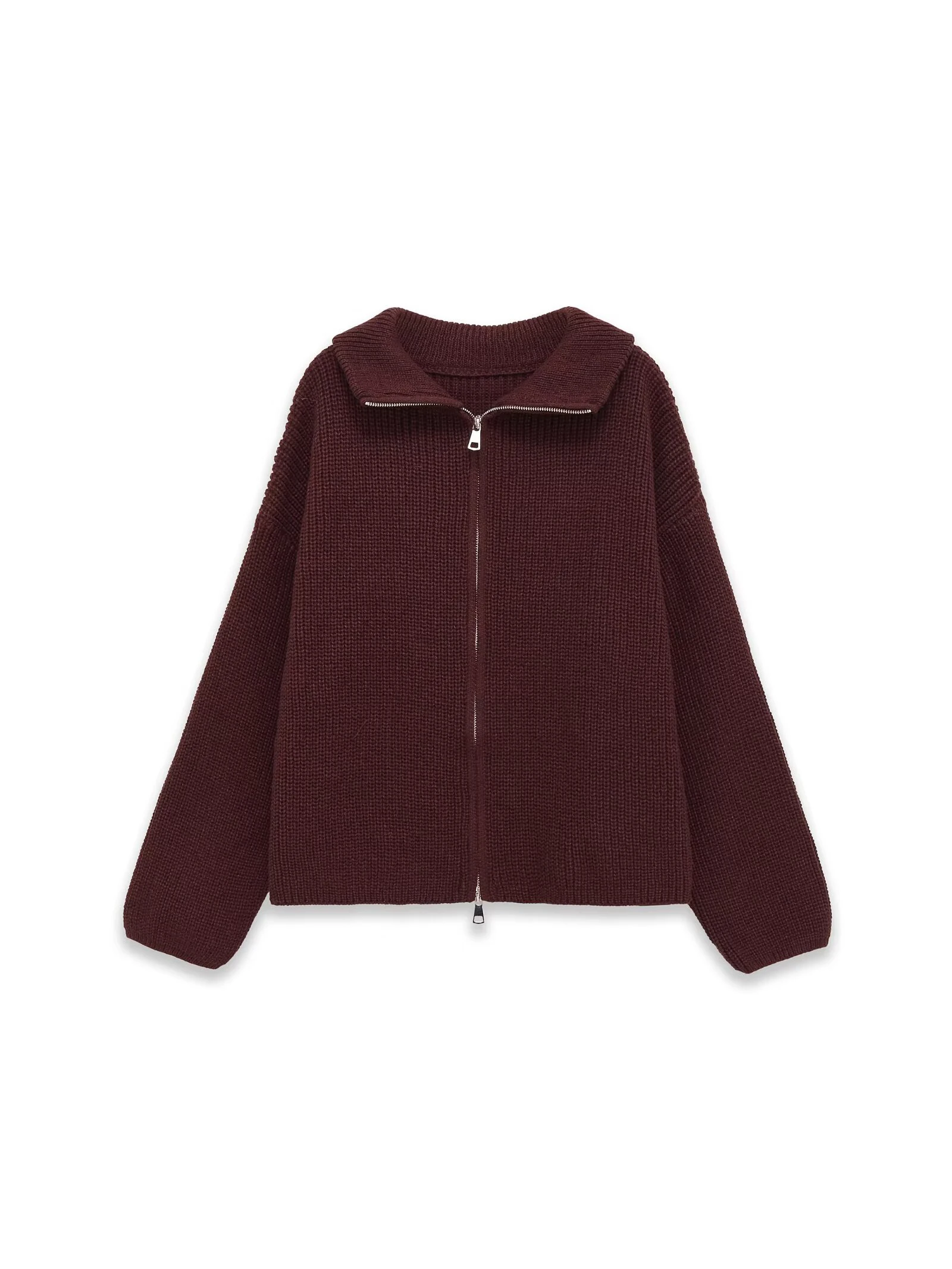 Spring New Arrivals Women's Loose and Lazy Style Sweater Cardigan Flared Lapel Long Sleeve Double Chain Stripe Knit Coat