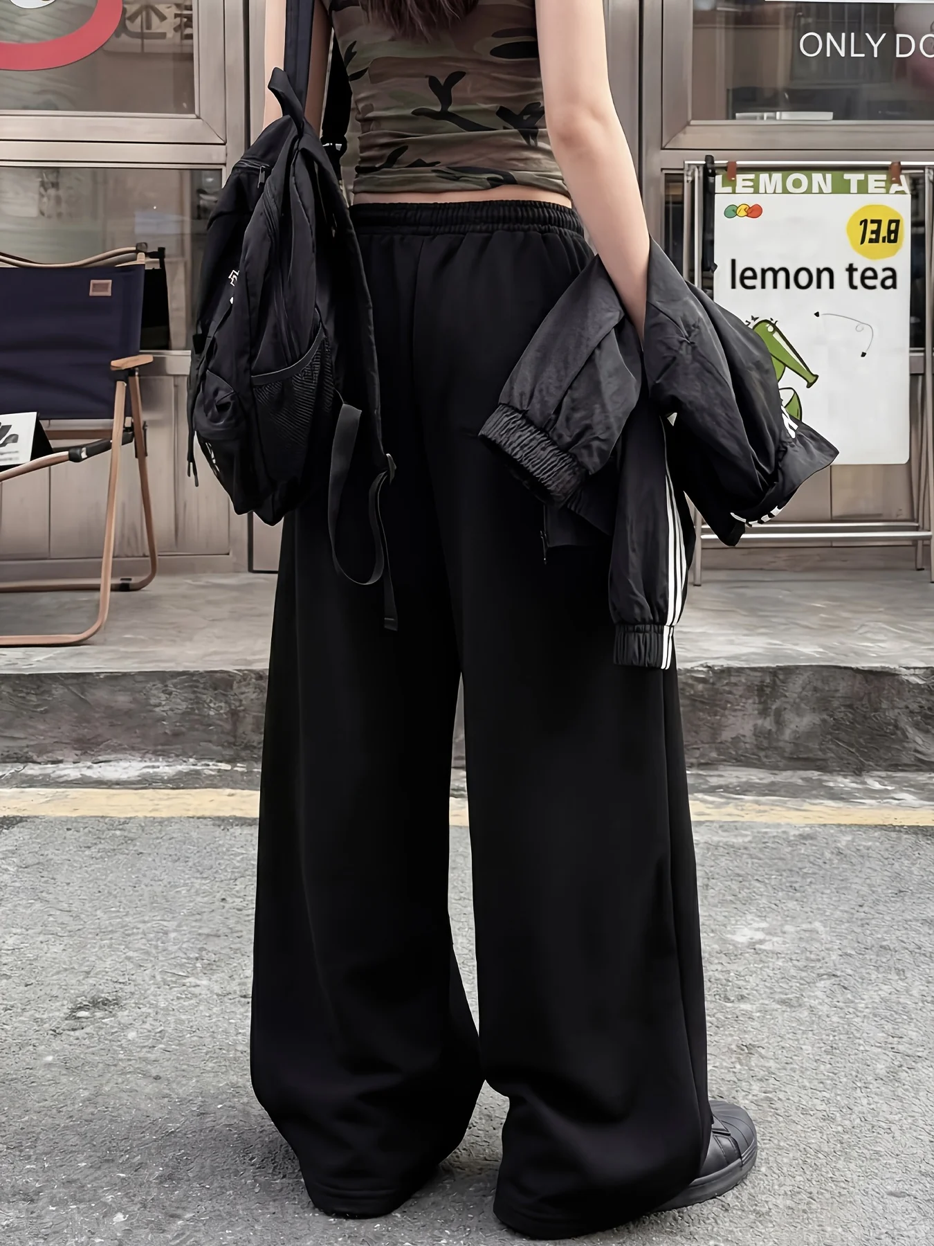 Women's Street Style Casual Sweatpants with Punk Style Patterns New Arrivals for Spring Fleece Loose Fit Streetwear Oversized