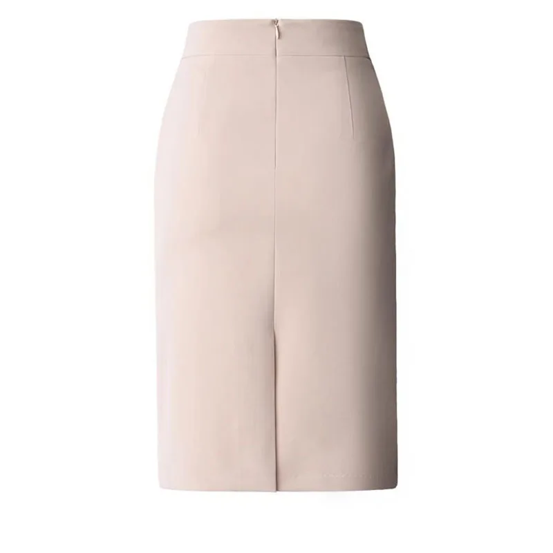 Elegant High Waisted Office Lady Pencil Skirt Korean Fashion Slim Fit Package Hip Midi Skirts Women Solid Color All-match Skirts