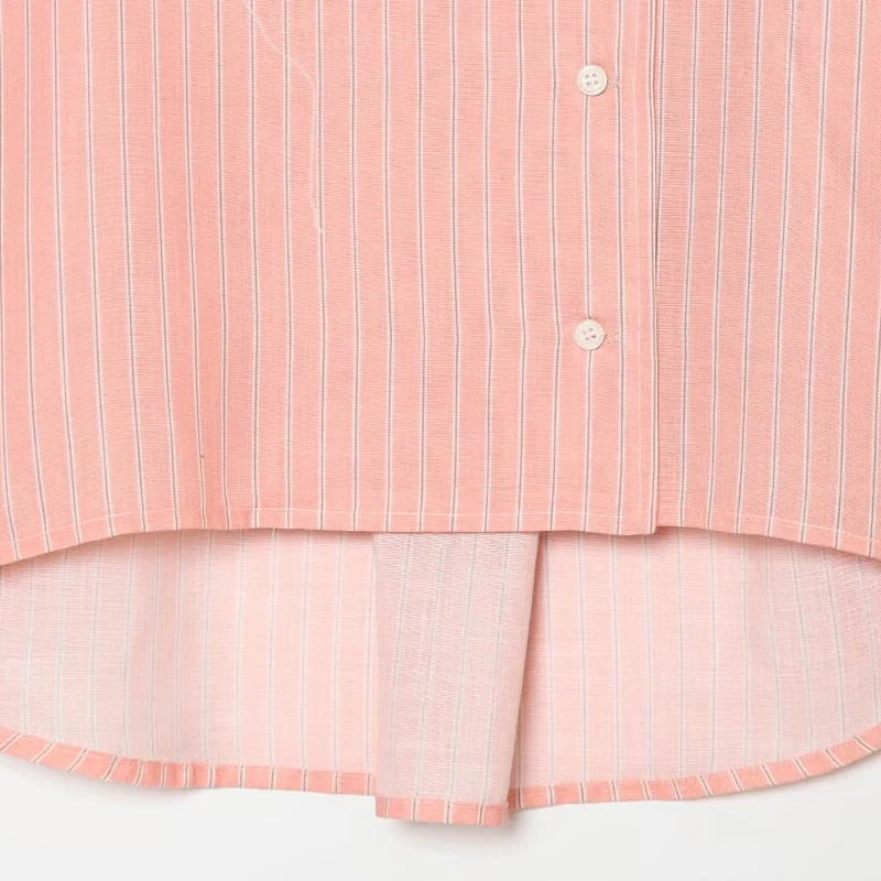 HXAO Striped Loose Shirt Women's Shirt Summer 2026 Elegant Asymmetric Button Mid Sleeve Tops For Woman Casual High Street Blouse