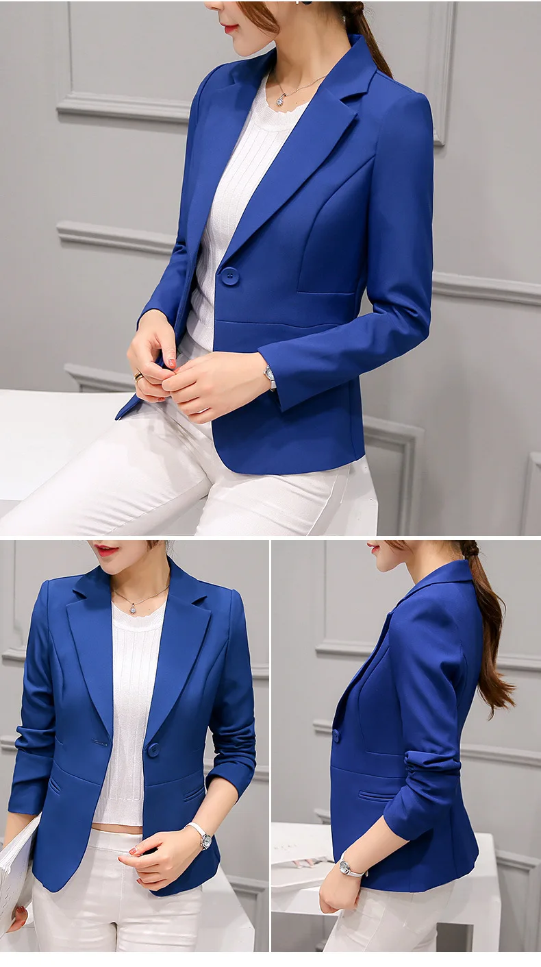 Women's Blazer 2026 Blue Long Sleeve Blazers Pockets Jackets Coat Slim Office Lady Jacket Female Tops Suit Blazer Femme Jackets