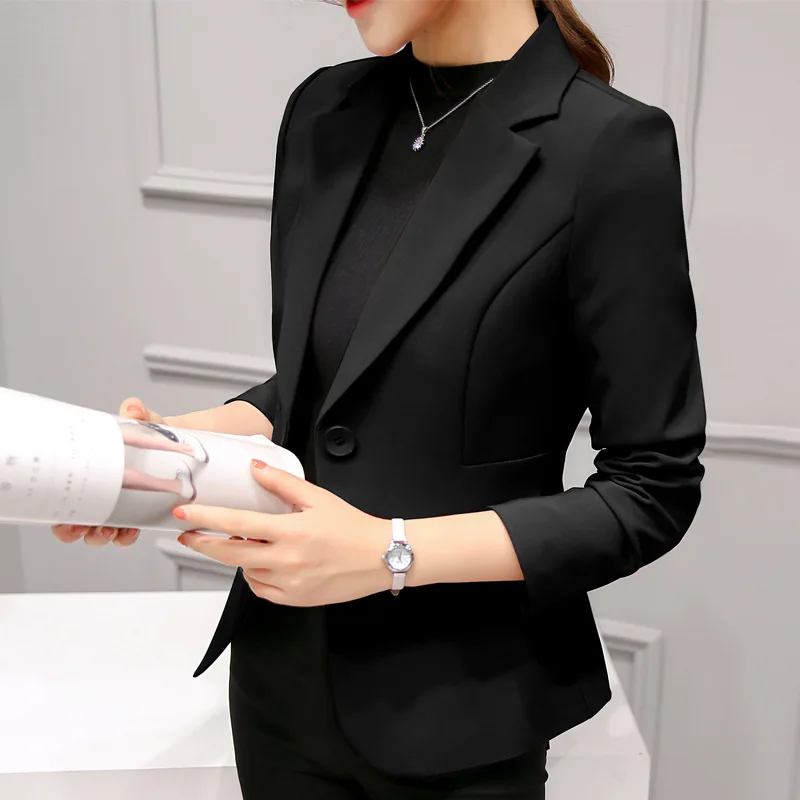 Women's Blazer 2026 Blue Long Sleeve Blazers Pockets Jackets Coat Slim Office Lady Jacket Female Tops Suit Blazer Femme Jackets