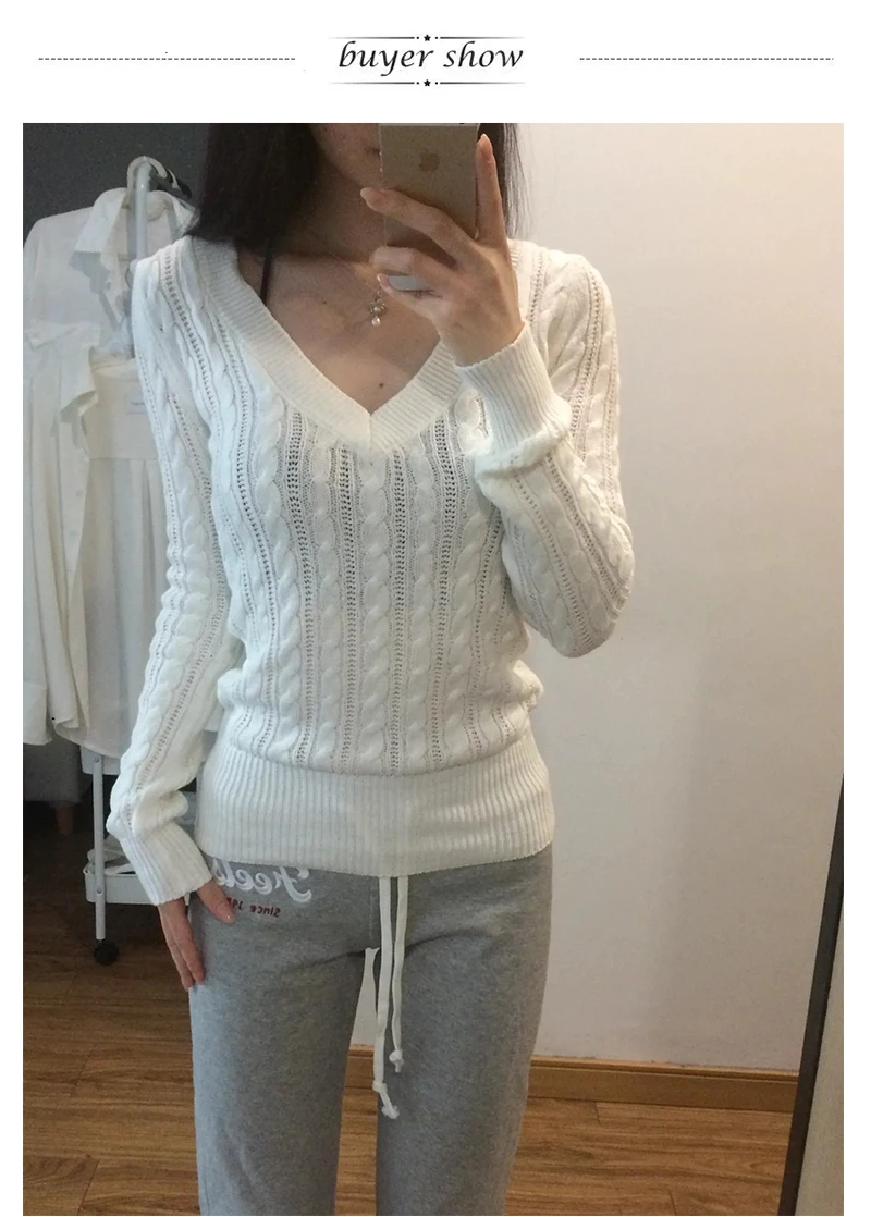 Karrram Japanese Y2k V-neck White Sweater Vintage Harajuku Knit Slim Pullover Korean Style Fall Winter Knitwear 2000s Aesthetics
