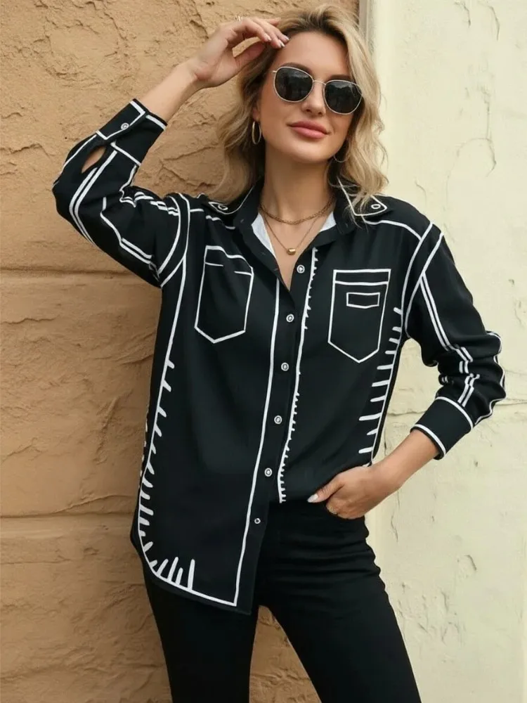 Fashion Printed Ladies Shirts New Chic Women Blouses Spring Summer Tops Blusas Mujer