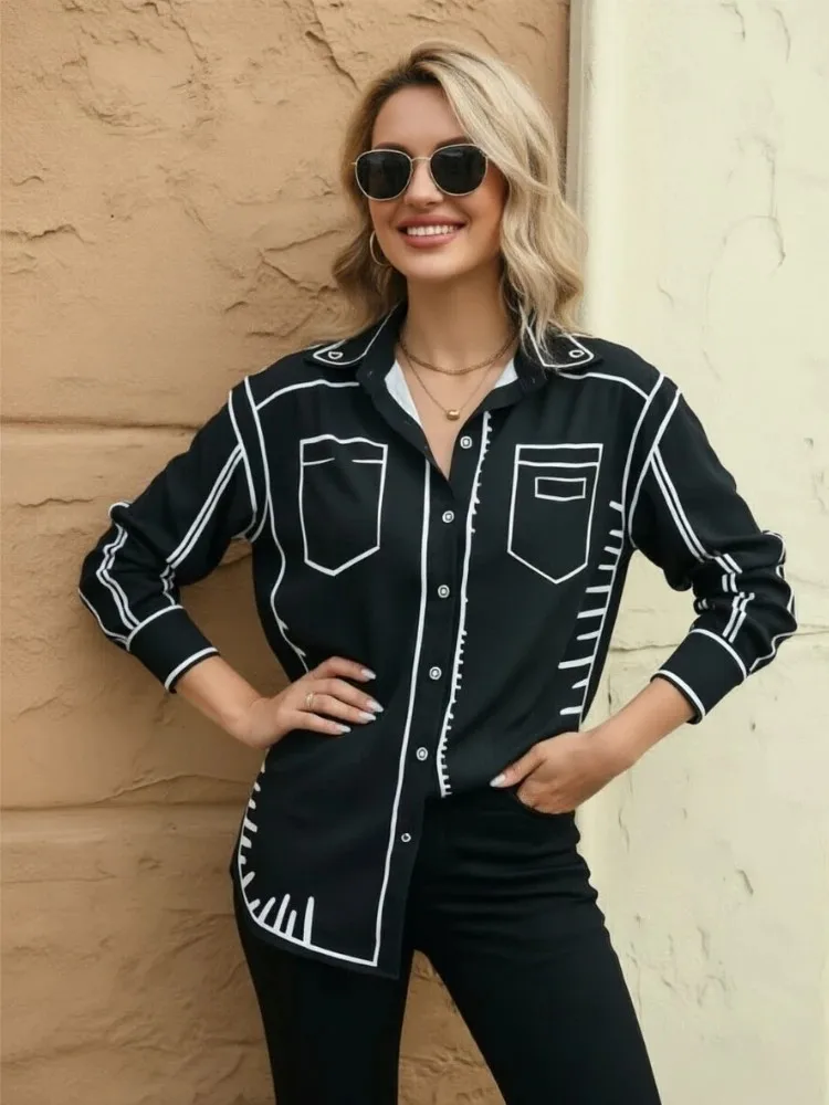 Fashion Printed Ladies Shirts New Chic Women Blouses Spring Summer Tops Blusas Mujer