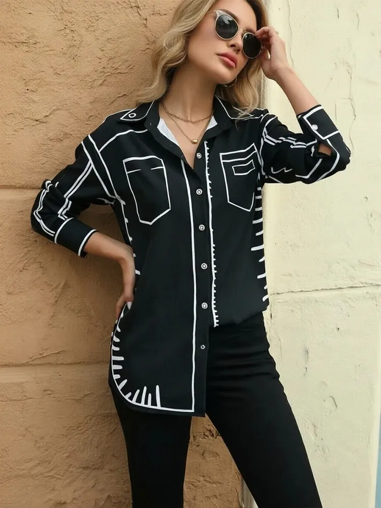 Fashion Printed Ladies Shirts New Chic Women Blouses Spring Summer Tops Blusas Mujer