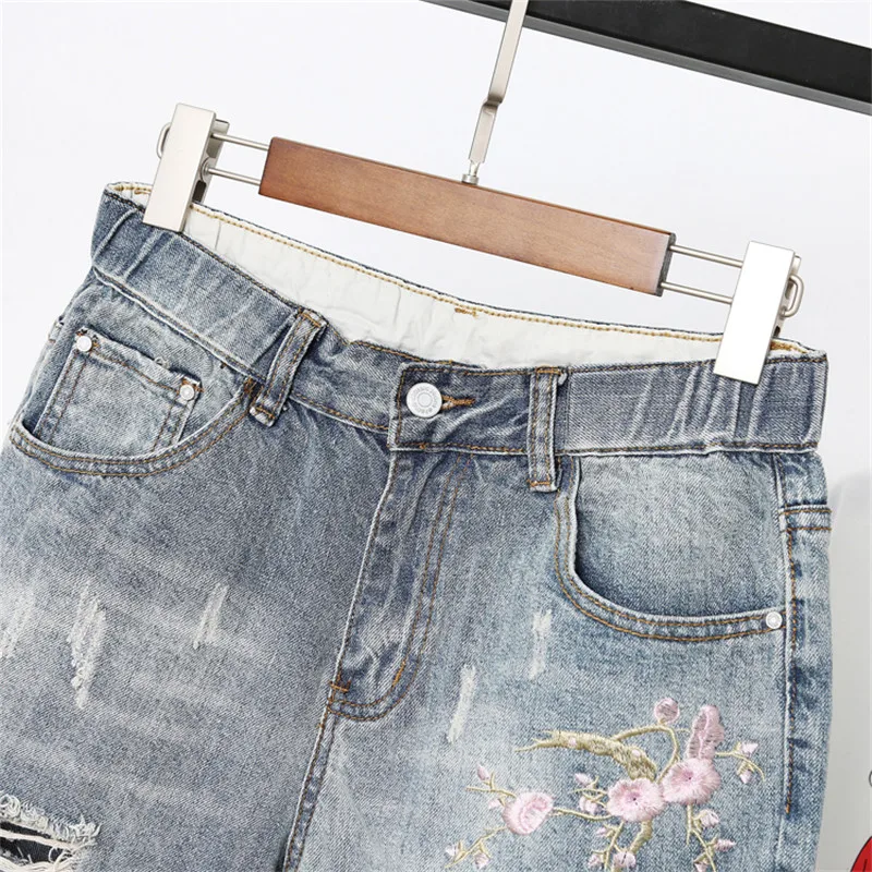 Womens Jeans Denim Loose Slim Fitted Vintage Harem Pants Plus Size Jeans Embroidered Jeans Pantalon Mezclilla Mujer 5XL Q42