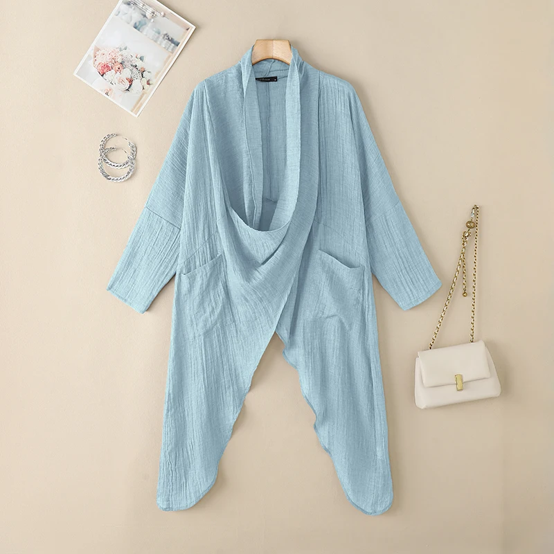 ZANZEA 2025 Fashion Blouses Autumn Women Tops Vintage Long Shirts Casual Solid Cowl Neck Long Sleeve Asymmetrical Party Blusas