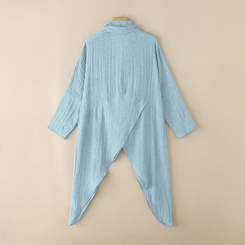 ZANZEA 2025 Fashion Blouses Autumn Women Tops Vintage Long Shirts Casual Solid Cowl Neck Long Sleeve Asymmetrical Party Blusas