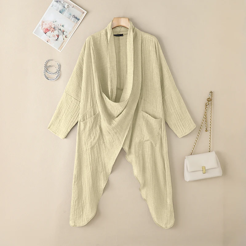 ZANZEA 2025 Fashion Blouses Autumn Women Tops Vintage Long Shirts Casual Solid Cowl Neck Long Sleeve Asymmetrical Party Blusas