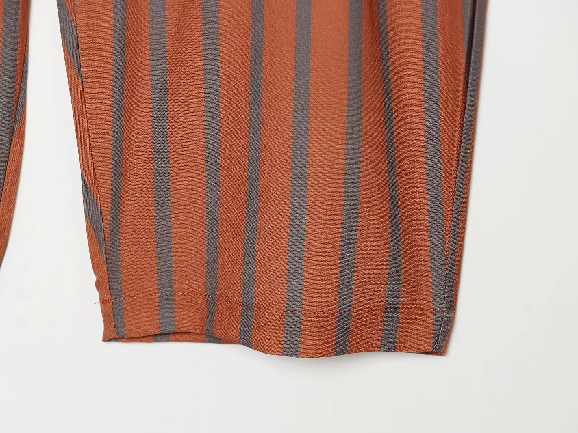 BSAY New Fashion Women Striped Matching Set V Neck Wrap Side Tie Three Quarter Sleeve Top Elastic Waist Harem Pants Daily Outfit
