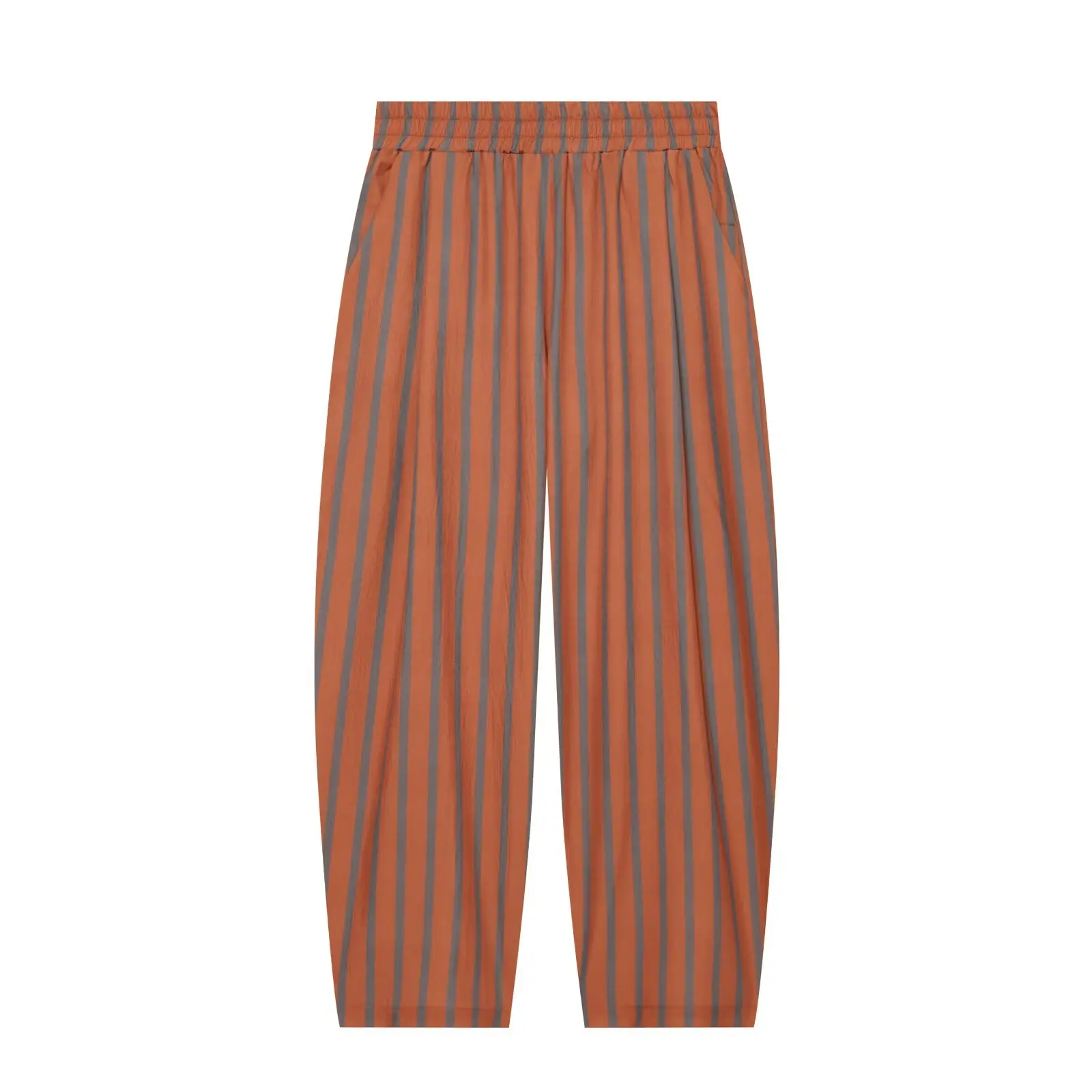 BSAY New Fashion Women Striped Matching Set V Neck Wrap Side Tie Three Quarter Sleeve Top Elastic Waist Harem Pants Daily Outfit