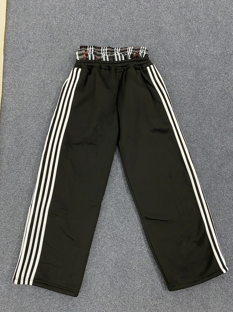 American Retro College Style Loose Fit Two-Piece Set with Double Waist Head Fake Bathroom Pants for Sports Leisure 2025 Fashion