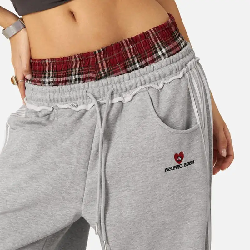 American Retro College Style Loose Fit Two-Piece Set with Double Waist Head Fake Bathroom Pants for Sports Leisure 2025 Fashion