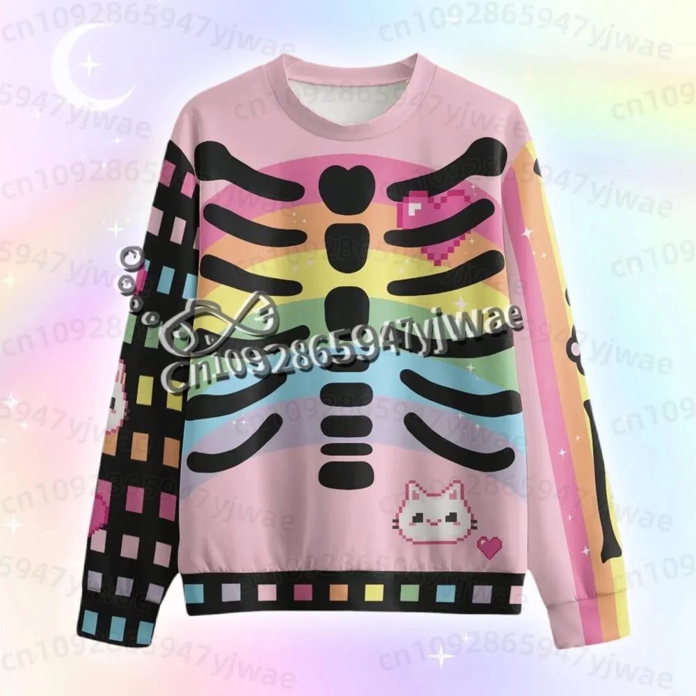 26 Women Winter Halloween Harajuku Japanese Gothic Hip Hop Yami Kawaii Y2k Skull Print Girls Women Zip Hoodies Women Sweatshirt