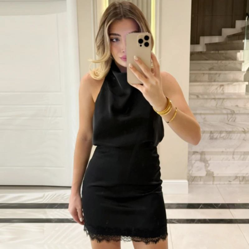 HXAO Satin Lace Skirt Shorts Women's Skirt Sexy Mini High-Waist Culottes Elegant Pencil Skirt Pant Ladies Fashion Party Culottes