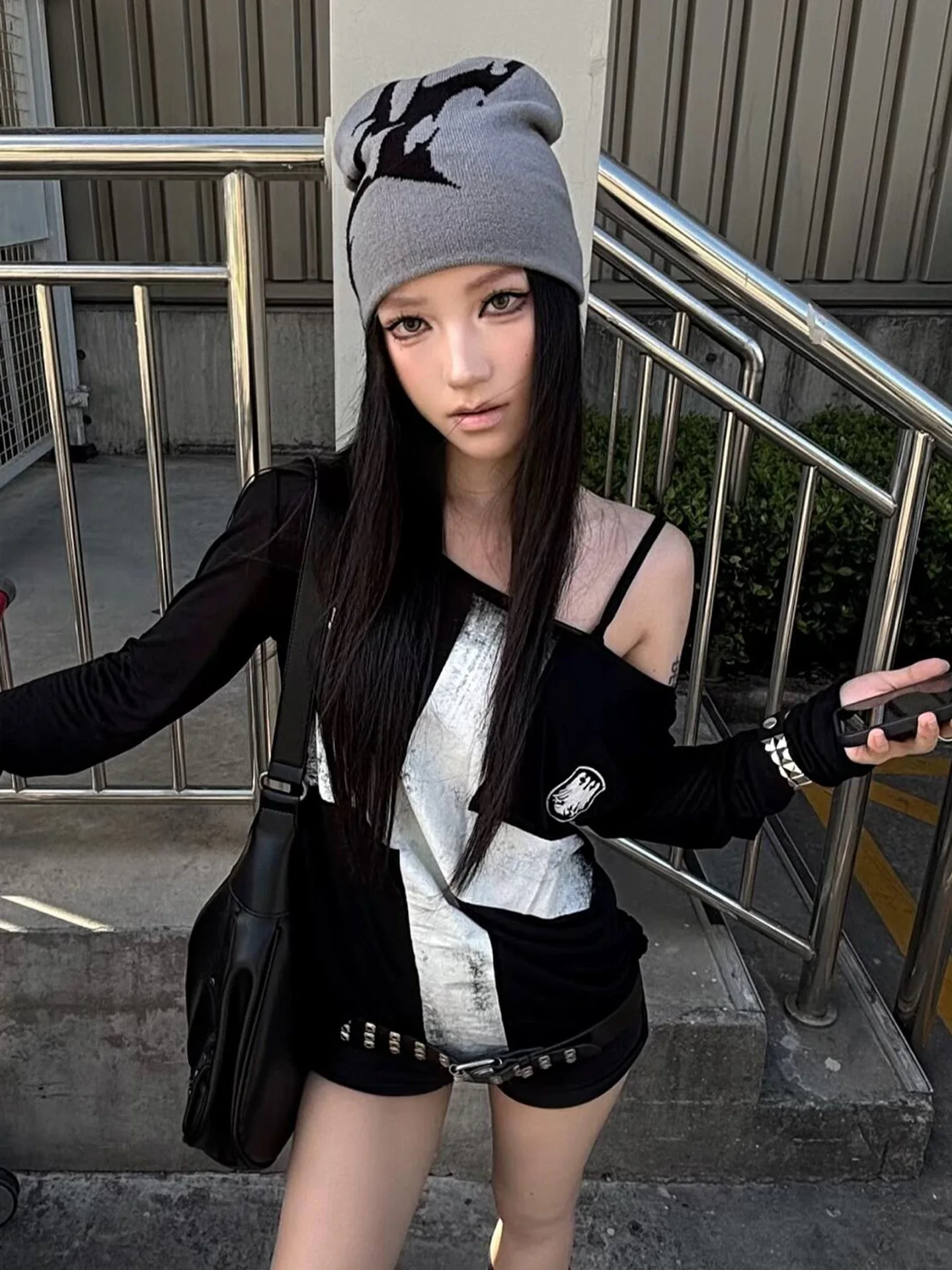 Seeslim Print Cross Graphic T Shirts Woman Long Sleeve Blck Goth Autumn Spring Tops Tees Female Clothing 2000s Clothes Y2k Chic