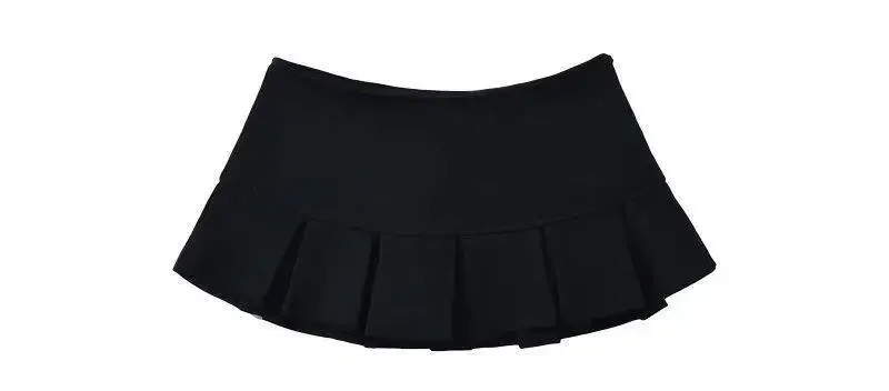 Fabric Y2K Mini Skirt Women Low Waist Wide Pleat Light Grey Sexy Vintage A-line Pleated Skirt Casual Skort Summer