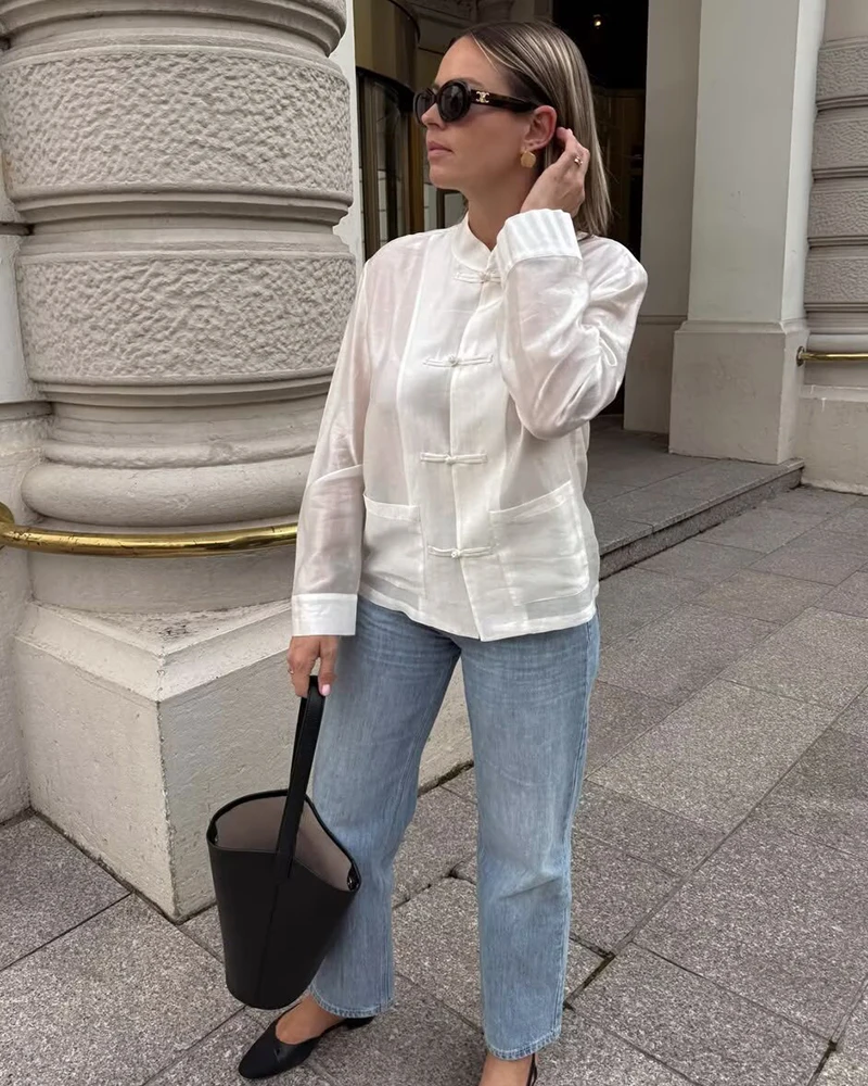 Women's Shirt 2026 New Fashion Summer Rope Knot Satin Shirt for Women Casual Chic Light Comfortable Ladies Top