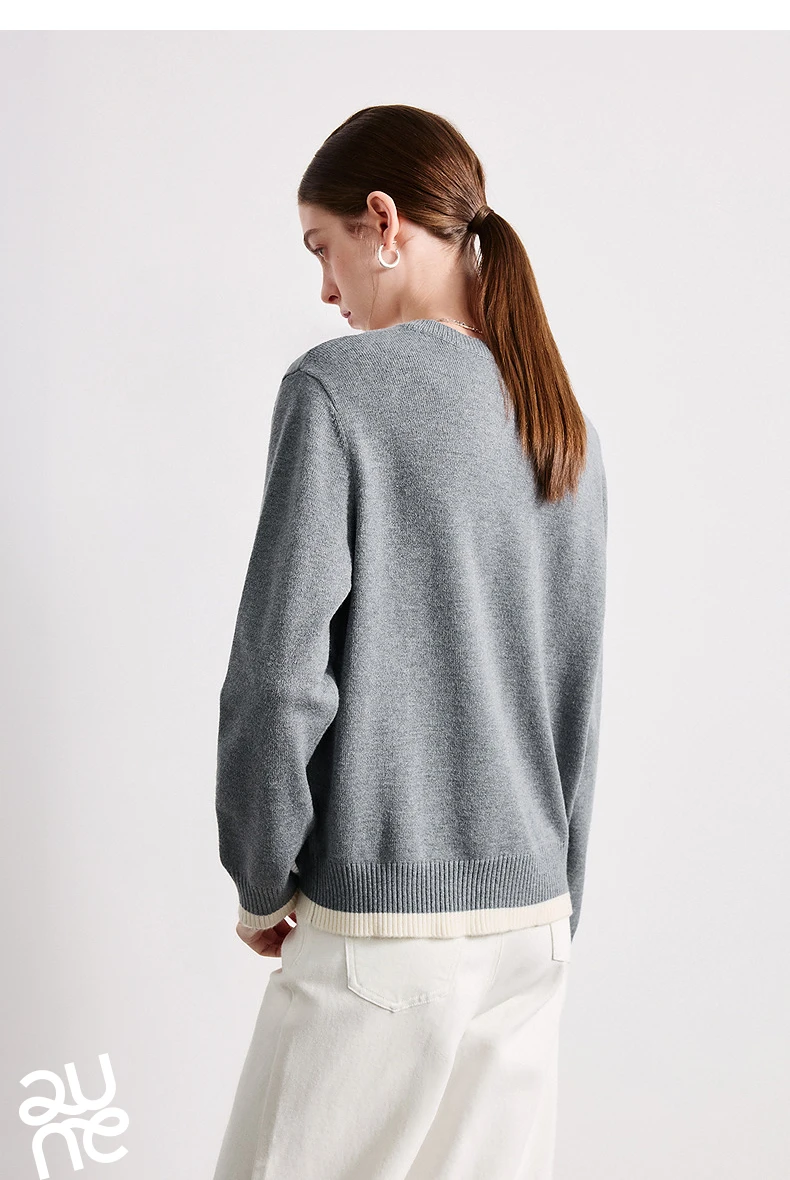 TOYOUTH Women Plied Yarn Knitwear 2026 Spring New Patchwork Two-Piece Illusion Color-Block Intellectual Tops