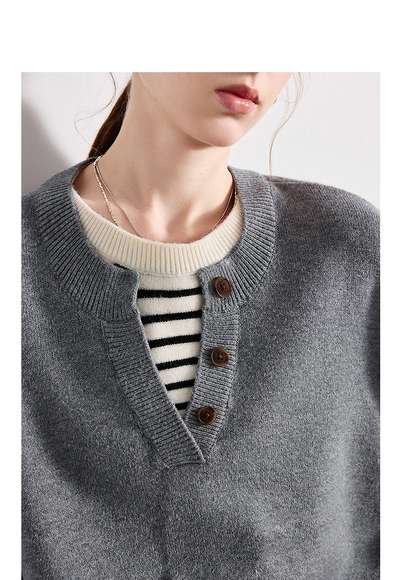 TOYOUTH Women Plied Yarn Knitwear 2026 Spring New Patchwork Two-Piece Illusion Color-Block Intellectual Tops