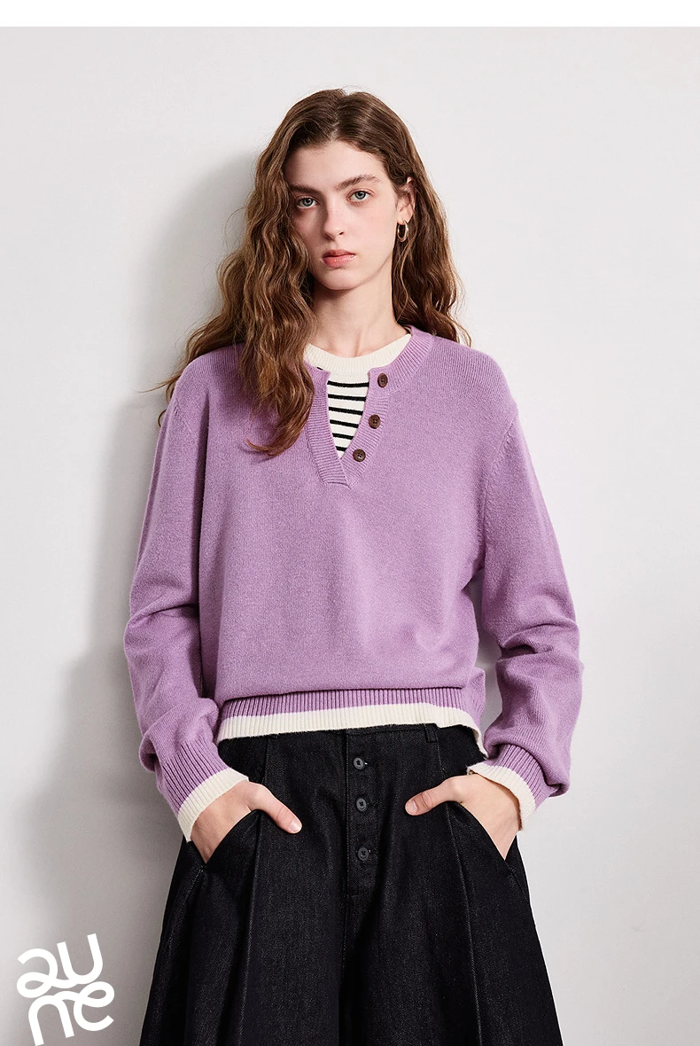TOYOUTH Women Plied Yarn Knitwear 2026 Spring New Patchwork Two-Piece Illusion Color-Block Intellectual Tops
