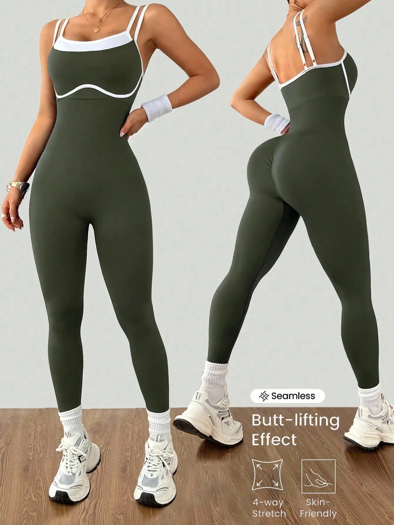 Women's Quick-Dry Fitness Yoga Bodysuit Tight Outdoor Sports One-Piece Comfortable Yoga Top for Active Wear