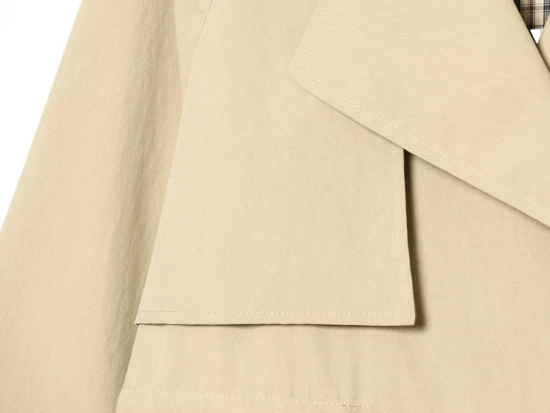 ETJ 2026 Women Casual Trench Coat Short Style Drawstring Waist Jacket Fashion Office Lady Spring Autumn Coat