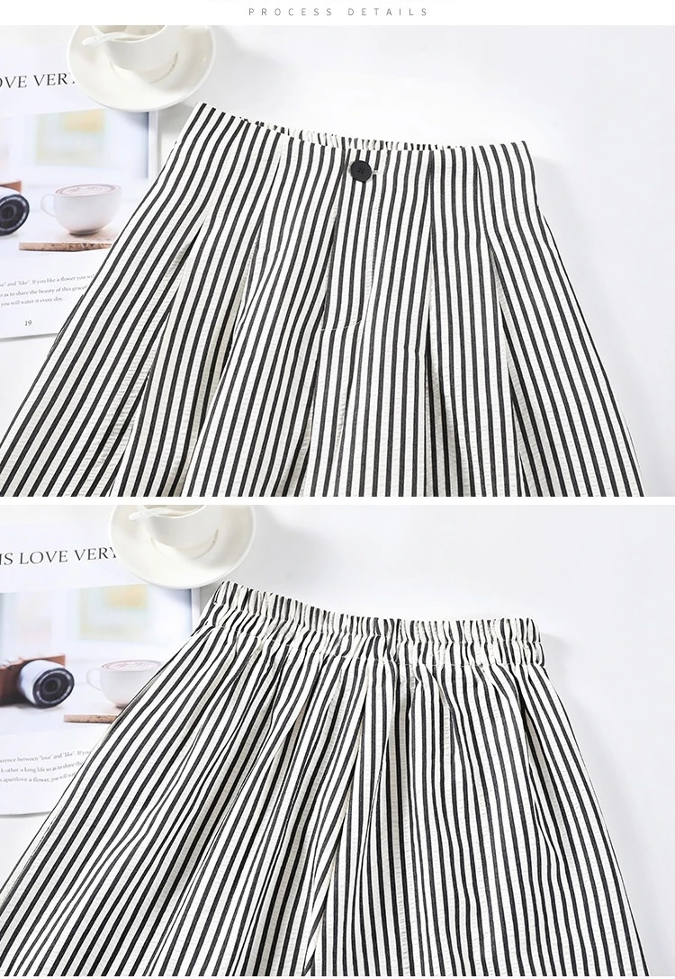Women's High Waist Wide Leg Pants Ice Silk Striped Slimming Loose Casual Draping Straight Floor Length Suit Trousers