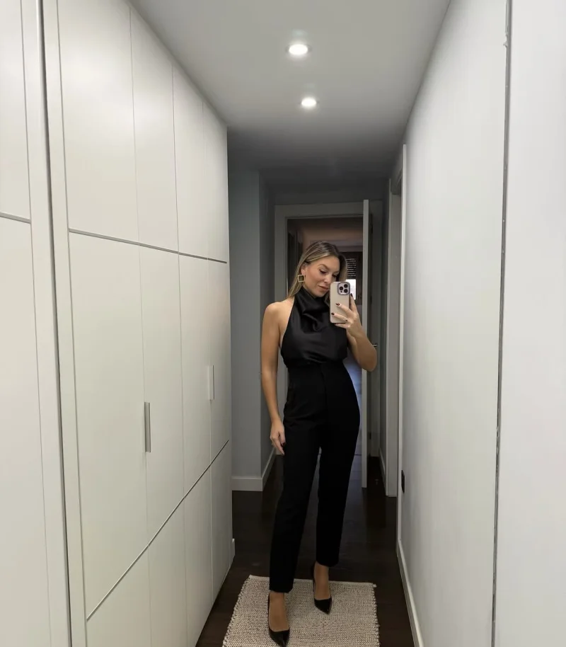 ETJ Women's 2026 Spring Cowl Neck Sleeveless Top Satin Backless Halter Blouse Elegant Party Night Out Wear Fashion Statement