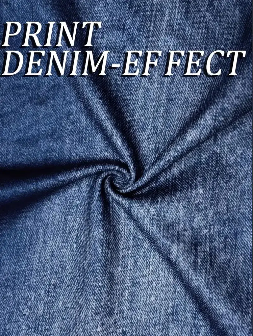 Ladies High-Waist Faux Denim Slim Fit Pants Denim Print Elastic Waist Tummy Control Butt Lifting Casual Trousers