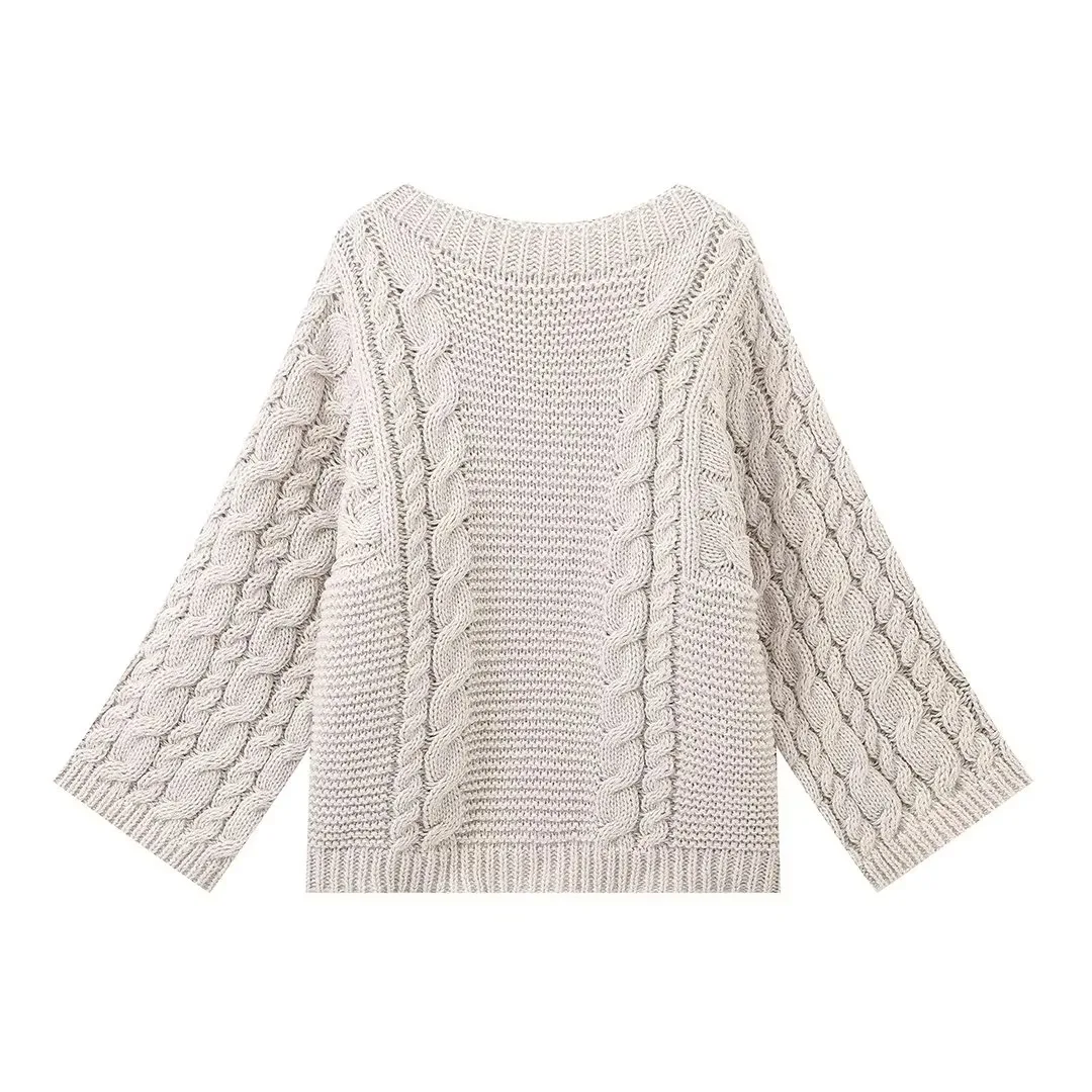 Deeptown Vintage Knitted Sweater Women Elegant Casual Oversize Pullover Long Sleeve Autumn Winter Solid Lady Twist Sweater Loose