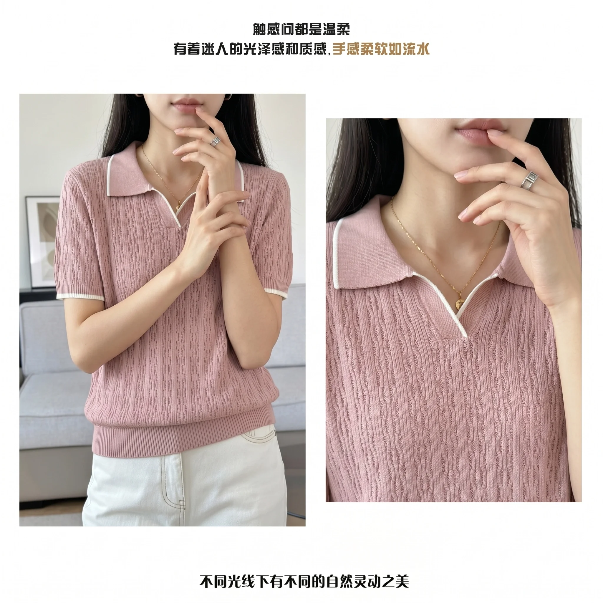 WinvyNee Spring Summer Women Cotton Polo V Collar Sweater Knitted Top Green Solid Short Sleeve Casual Pullover T-Shirt ZA1002042