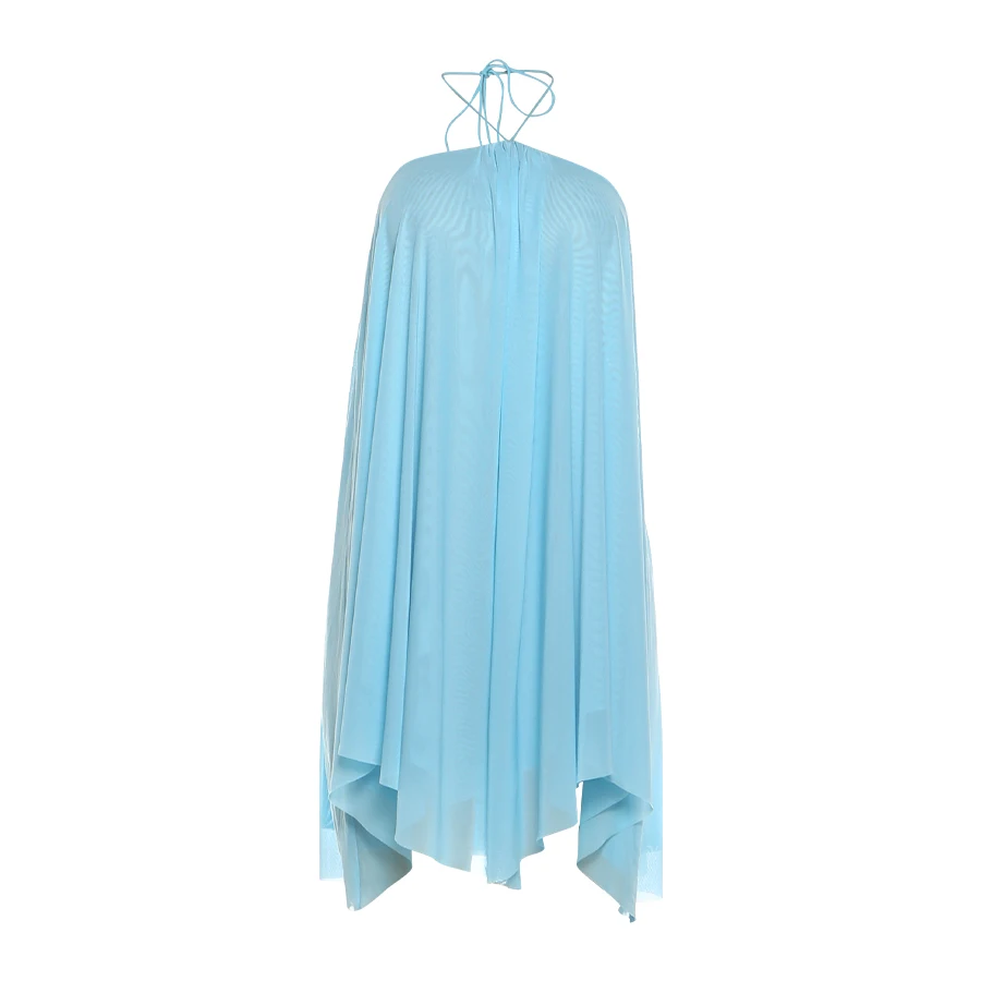 Weird Puss Halter Loose Dress Women Y2K Summer Sleeveless Backless Tiered Lrregular Hem Beach Vacation Sexy Trend Party Bodycon