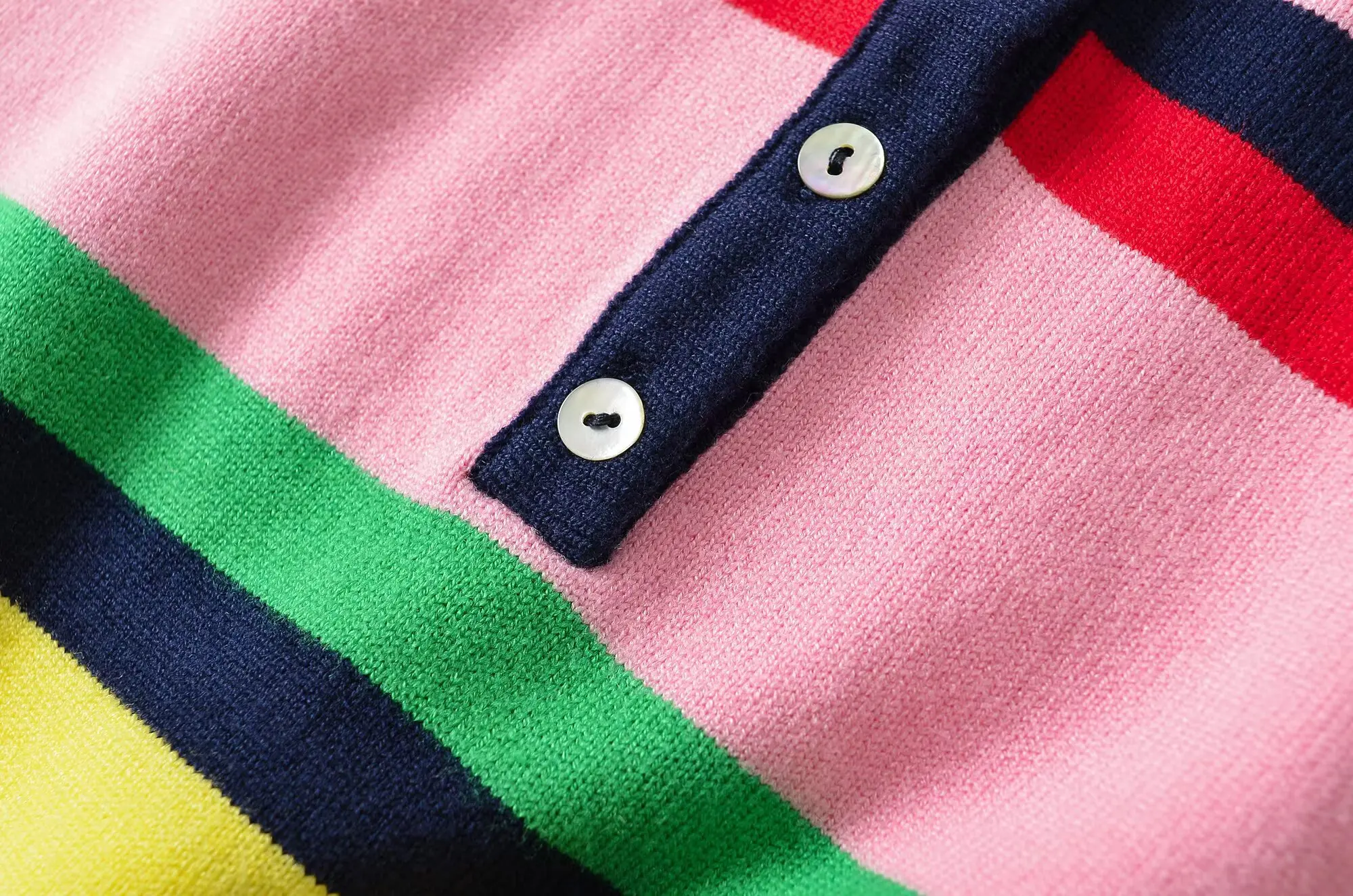 TFMLN Women's Colorful Striped Knitted Polo Shirt 2026 Summer Trendy Holiday Pullover Tops Leisure Stylish Short Sleeve Tops
