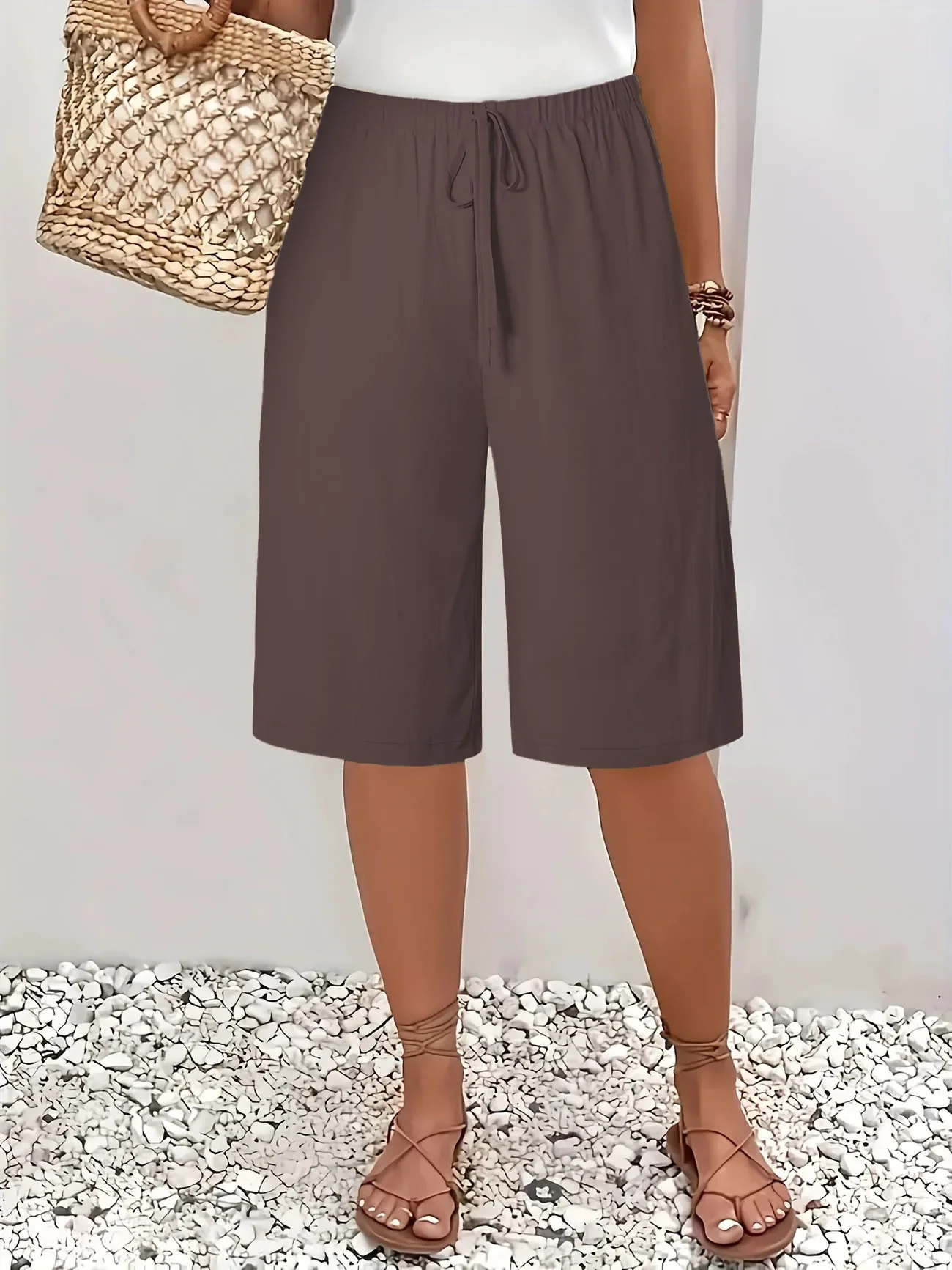 Women's Casual Fashion Solid Color Five-Quarter Pants Mid-Rise European And American Style Clothing for Women