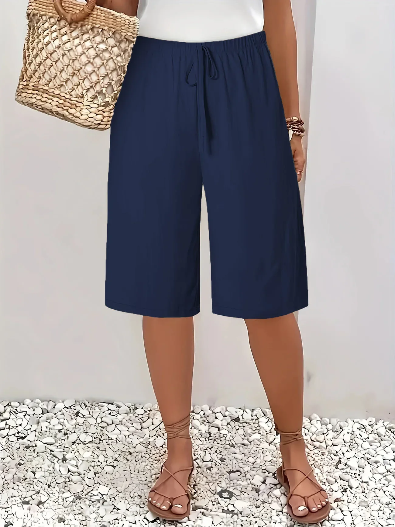 Women's Casual Fashion Solid Color Five-Quarter Pants Mid-Rise European And American Style Clothing for Women