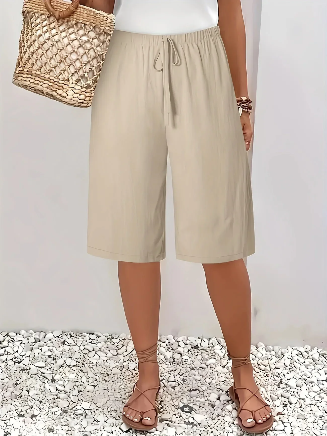 Women's Casual Fashion Solid Color Five-Quarter Pants Mid-Rise European And American Style Clothing for Women