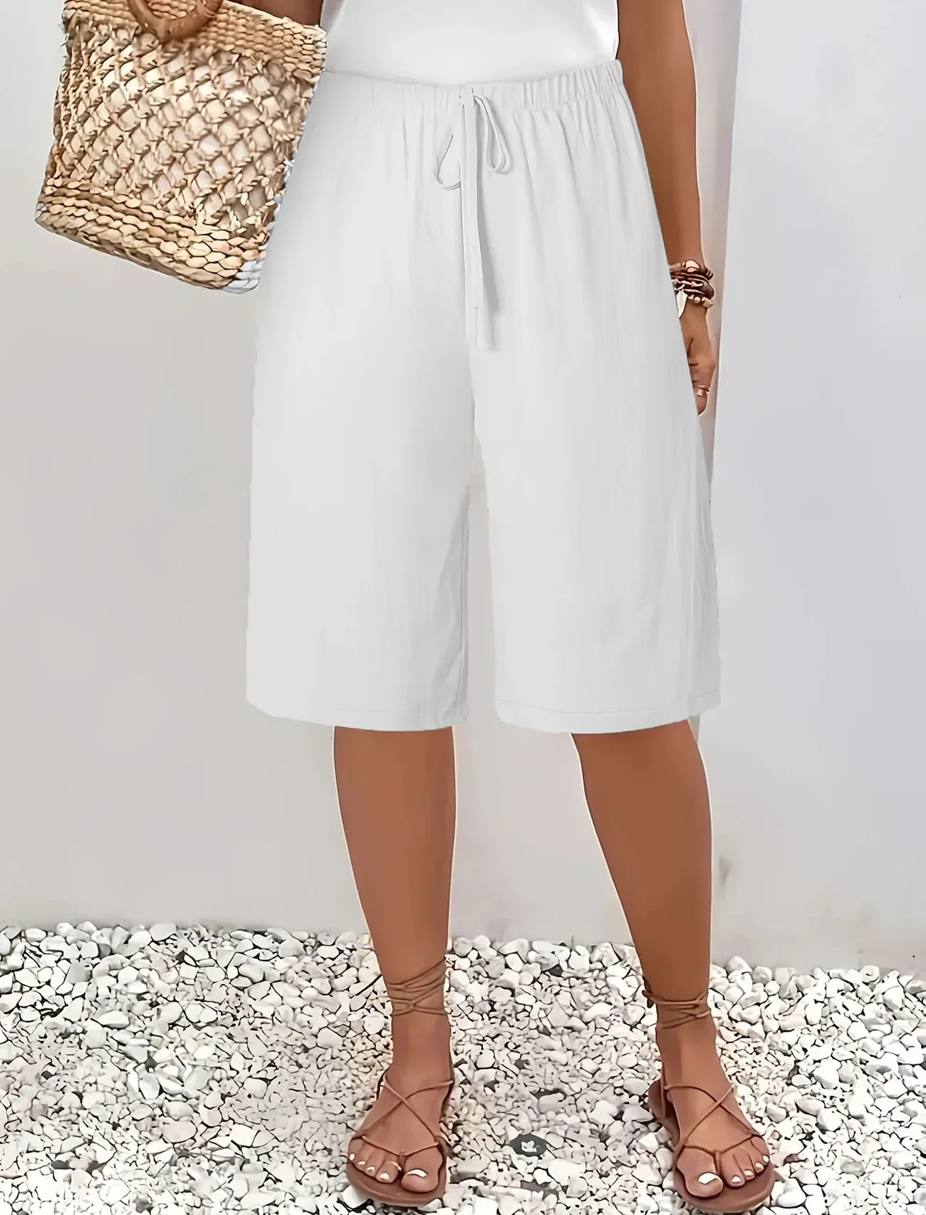 Women's Casual Fashion Solid Color Five-Quarter Pants Mid-Rise European And American Style Clothing for Women