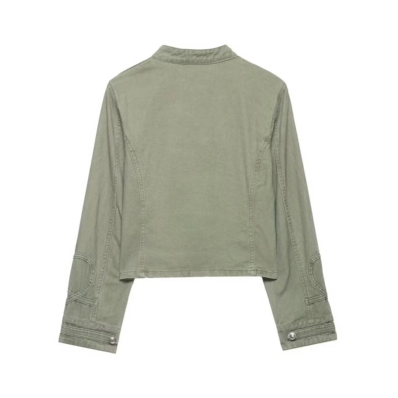 TFMLN Women Casual Denim Jacket Coat 2026 Spring Autumn Long Sleeve Stand Collar Short Coat Female Button Decor Crop Top