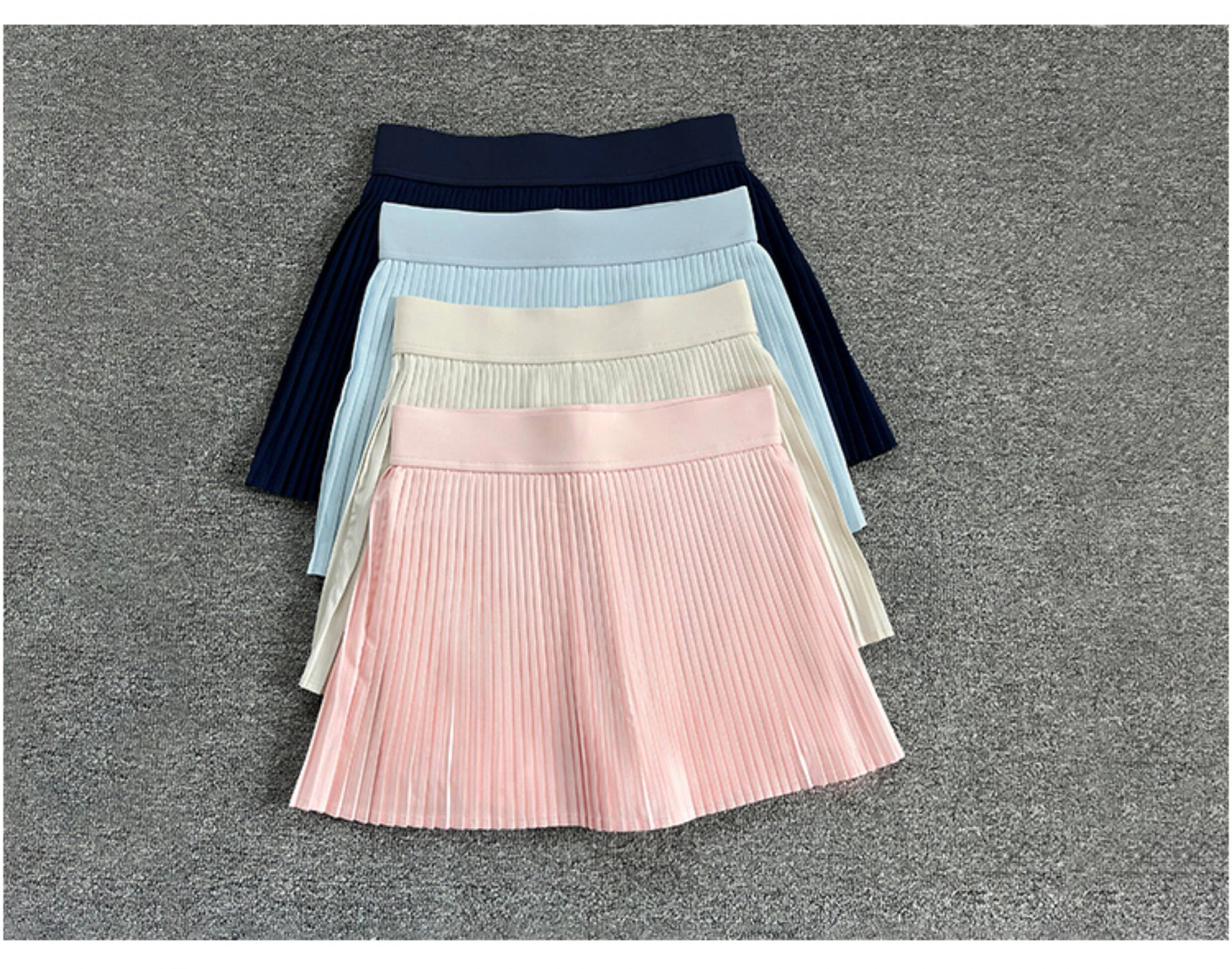 Women High Waist Pleated Tennis Skirt Built-in Shorts Anti-chafing Sports Skort Golf Fitness Running Short Skirt