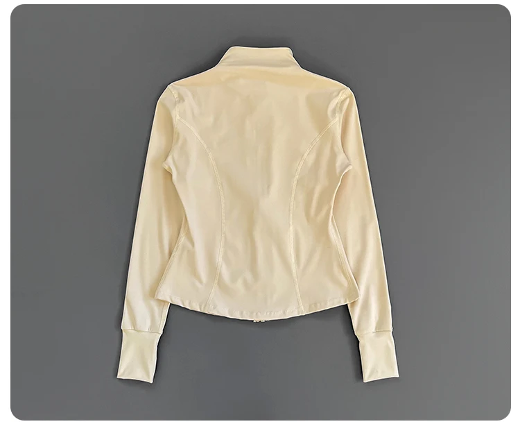 Women Slim Fit Stand Collar Zip Up Yoga Jacket Thumb Hole Long Sleeve Running Fitness Sports Outer Coat