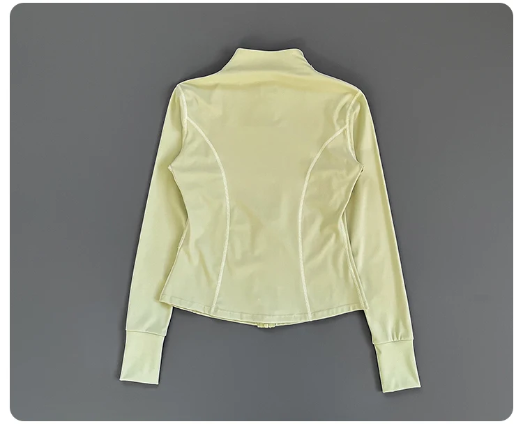 Women Slim Fit Stand Collar Zip Up Yoga Jacket Thumb Hole Long Sleeve Running Fitness Sports Outer Coat