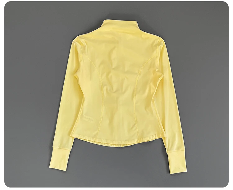 Women Slim Fit Stand Collar Zip Up Yoga Jacket Thumb Hole Long Sleeve Running Fitness Sports Outer Coat