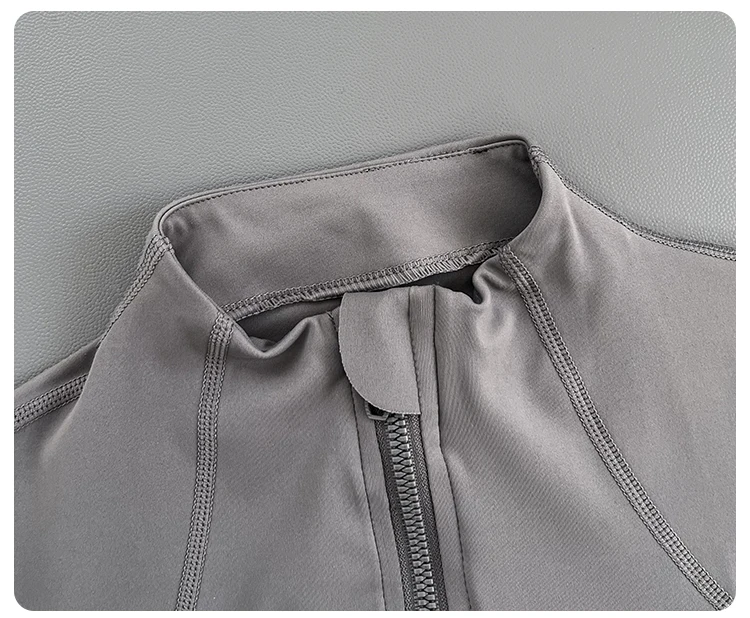 Women Slim Fit Stand Collar Zip Up Yoga Jacket Thumb Hole Long Sleeve Running Fitness Sports Outer Coat